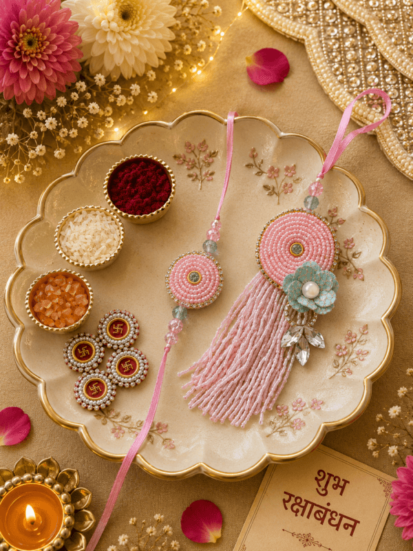 Pink Petal Lumba rakhi set