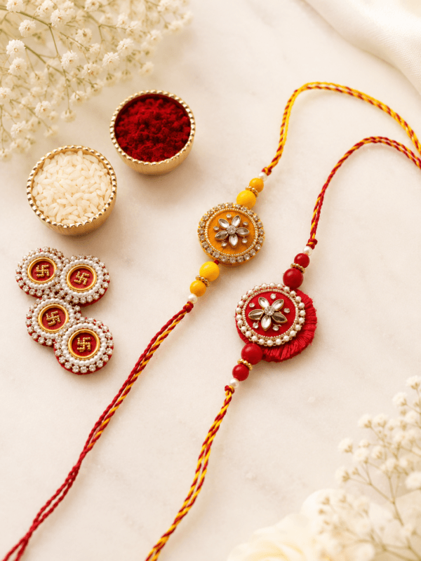 Rangrez Kundan Rakhi Set