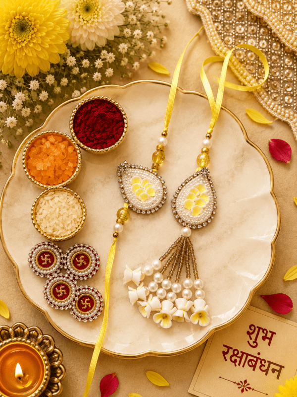 Sunshine Bloom Lumba Rakhi Set